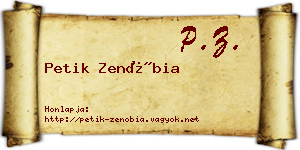Petik Zenóbia névjegykártya